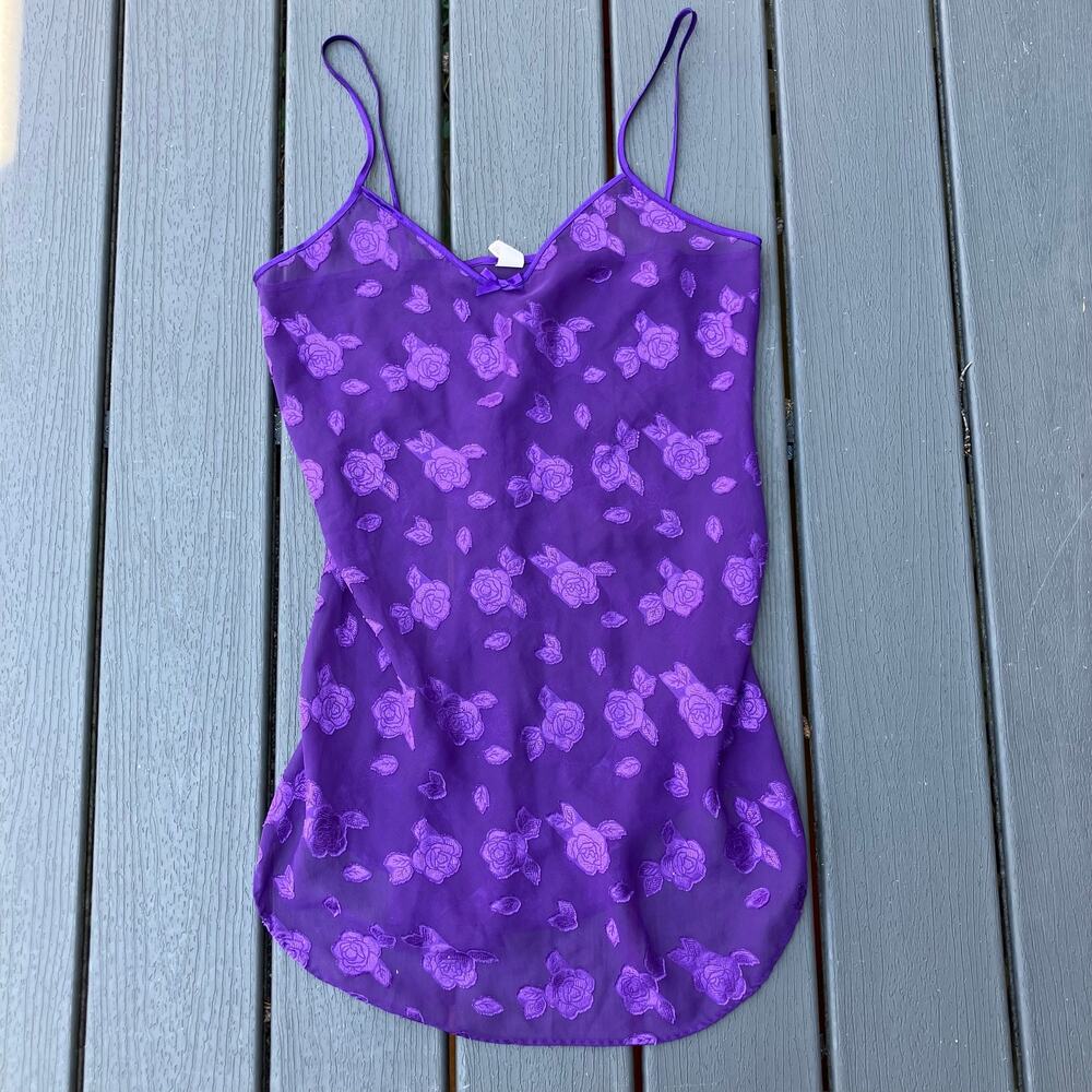 Vintage Y2K sheer purple floral slip dress, fairycore whimsigoth Petra Fashions